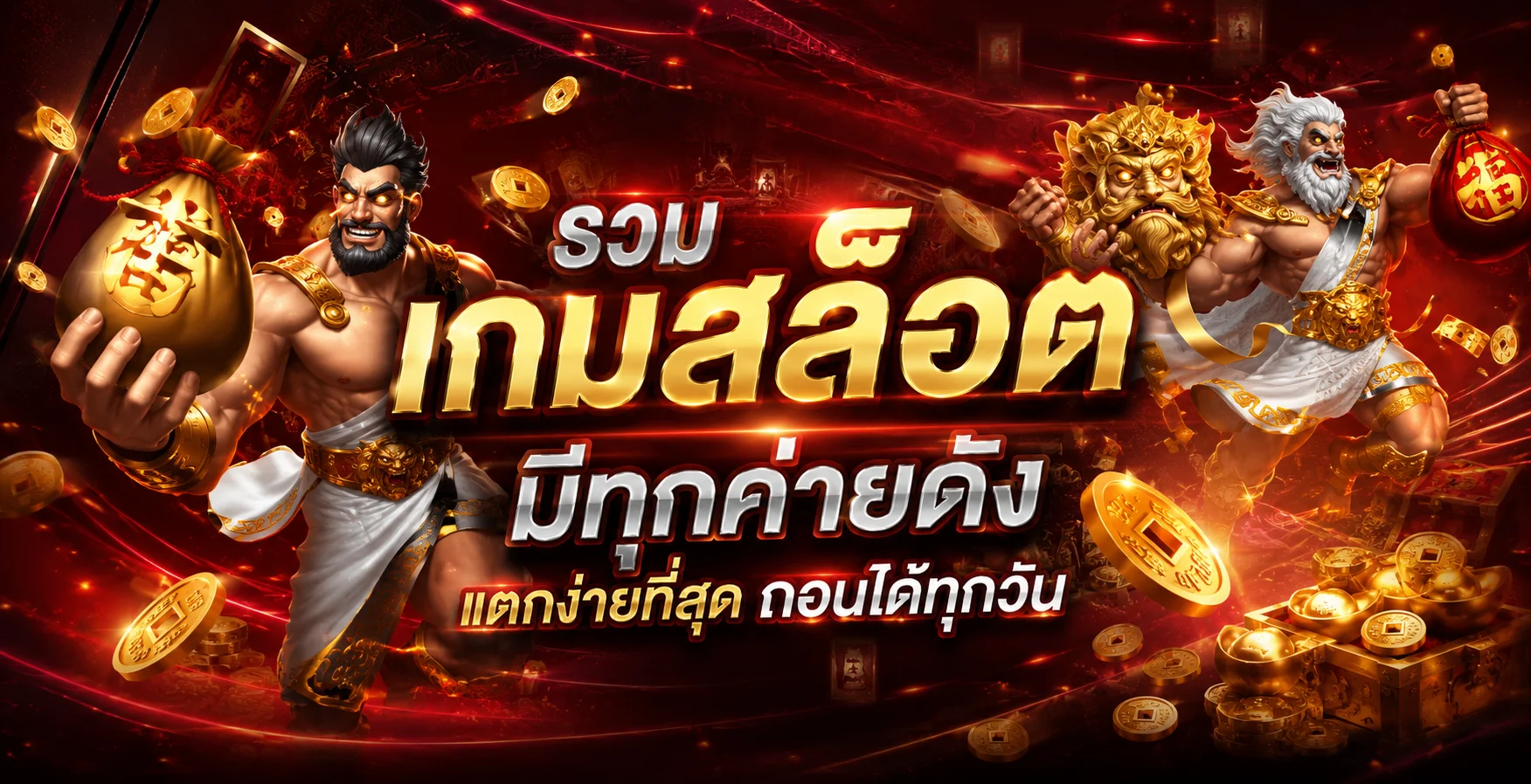 แบนเนอร์ gala789 สล็อตรวมเกมและตัวละครสไตล์พรีเมียมโทนแดงทอง